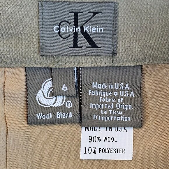 Vintage Calvin Klein Pencil Skirt Womens 6 Beige Wool Blend USA Preppy Boho - Picture 3 of 10